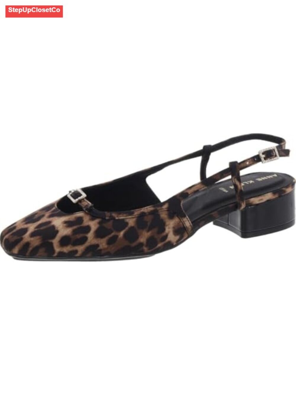 Faux Leather Slingback Flats Block Heel Comfortable Flexible